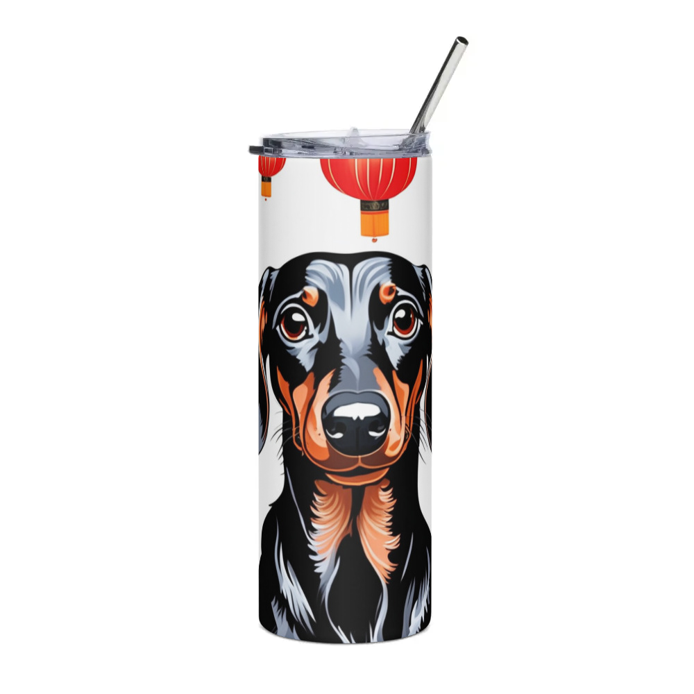 PugMug Custom Black Dachshund Stainless Steel Tumbler