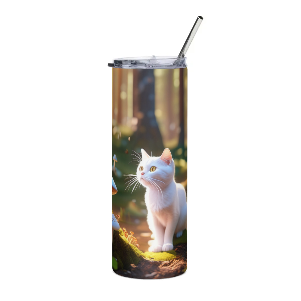 PugMug Custom White Companion Cat Stainless Steel Tumbler