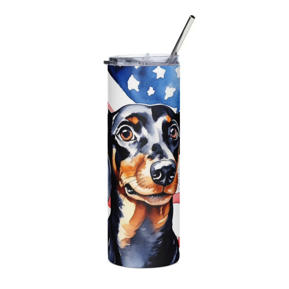 PugMug Custom Black Dachshund Stainless Steel Tumbler