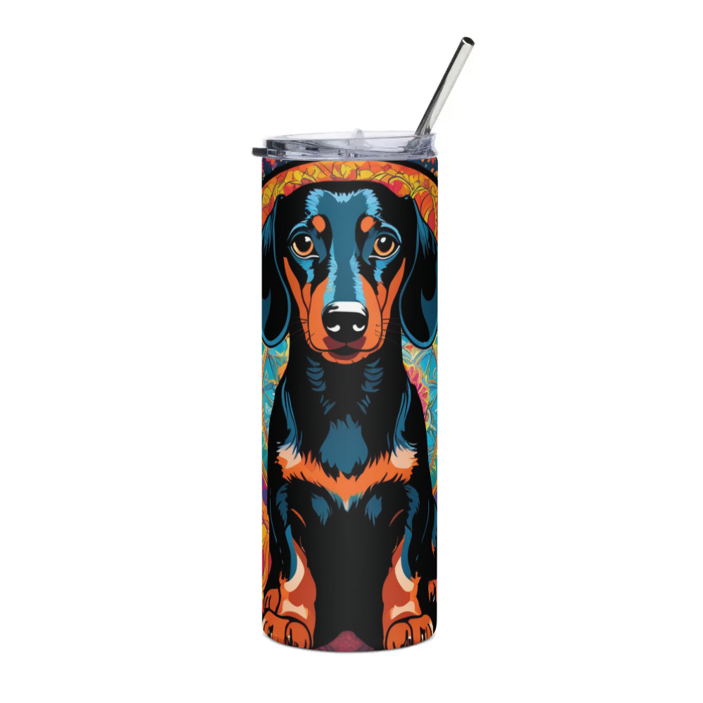 PugMug Custom Black Dachshund Stainless Steel Tumbler