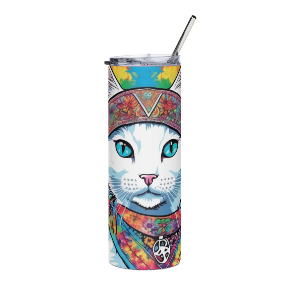 PugMug Custom White Companion Cat Stainless Steel Tumbler