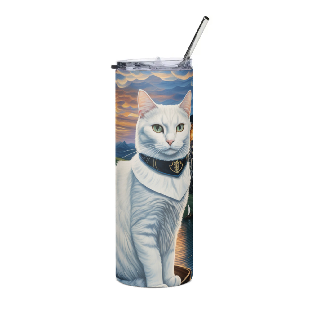 PugMug Custom White Companion Cat Stainless Steel Tumbler