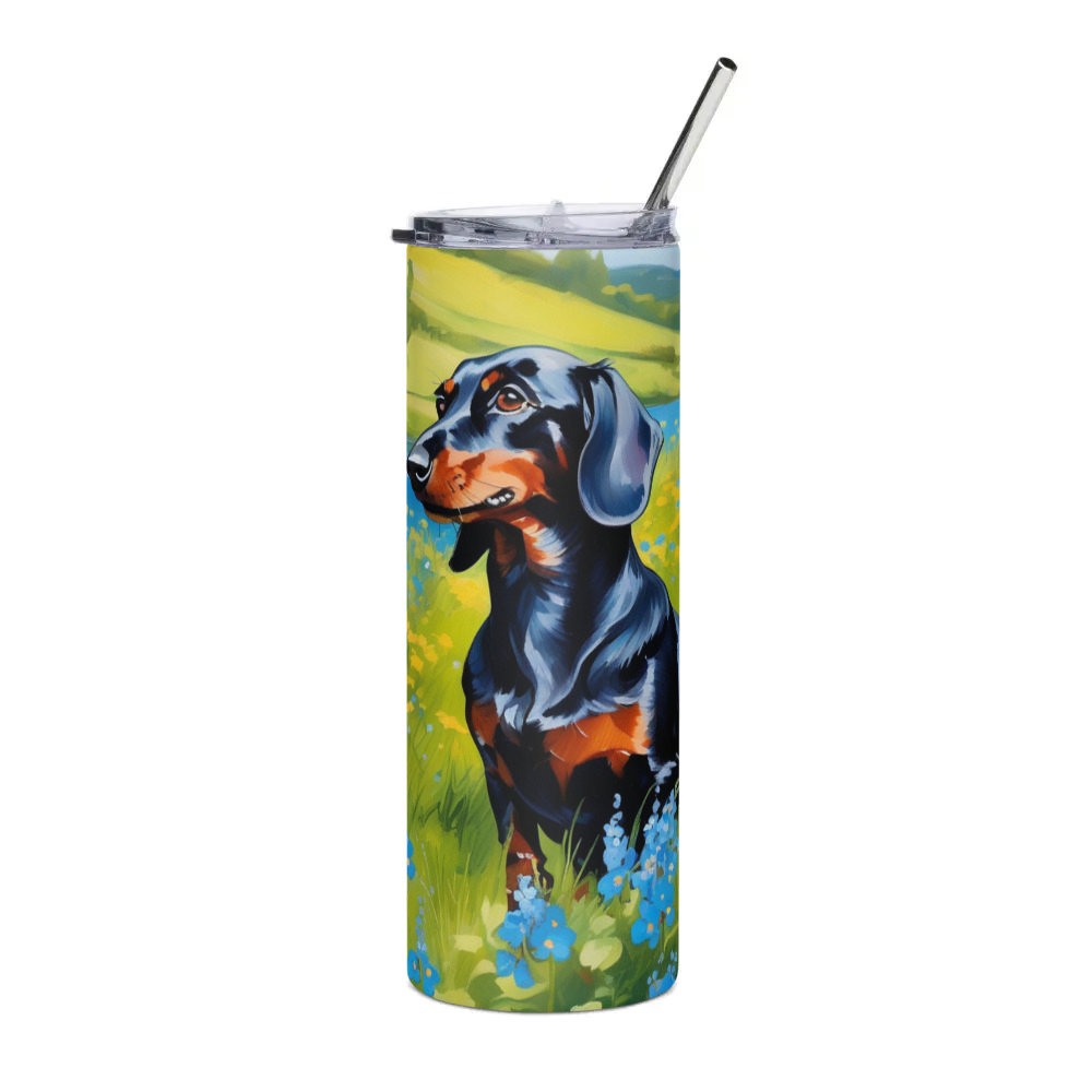 PugMug Custom Black Dachshund Stainless Steel Tumbler