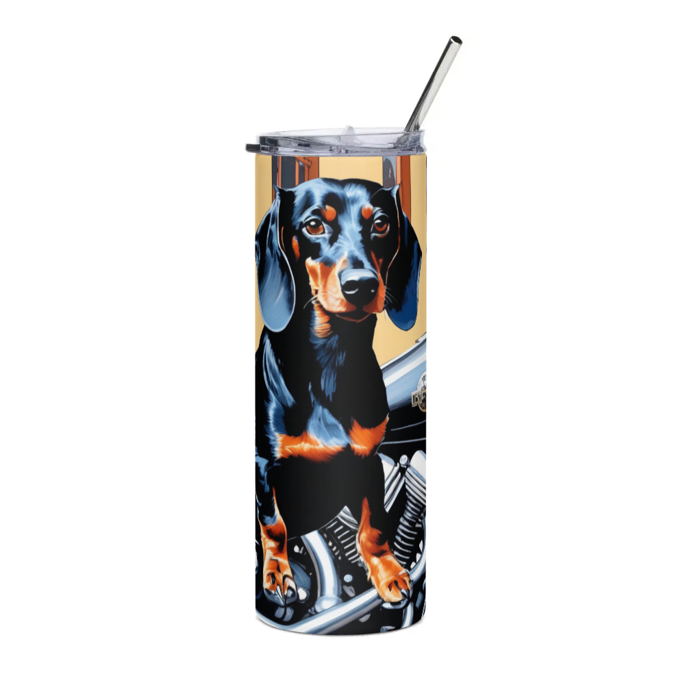 PugMug Custom Black Dachshund Stainless Steel Tumbler