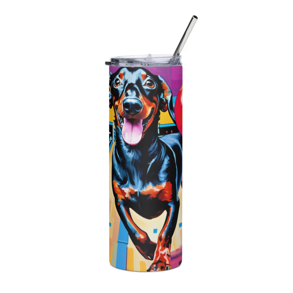 PugMug Custom Black Dachshund Stainless Steel Tumbler