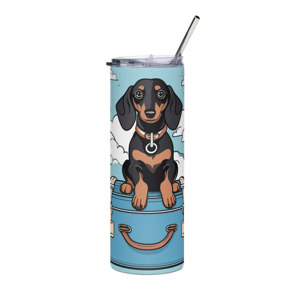 PugMug Custom Black Dachshund Stainless Steel Tumbler