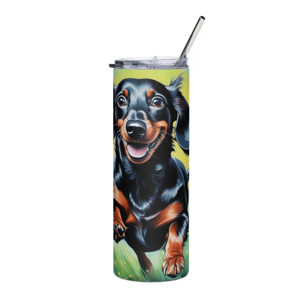PugMug Custom Black Dachshund Stainless Steel Tumbler