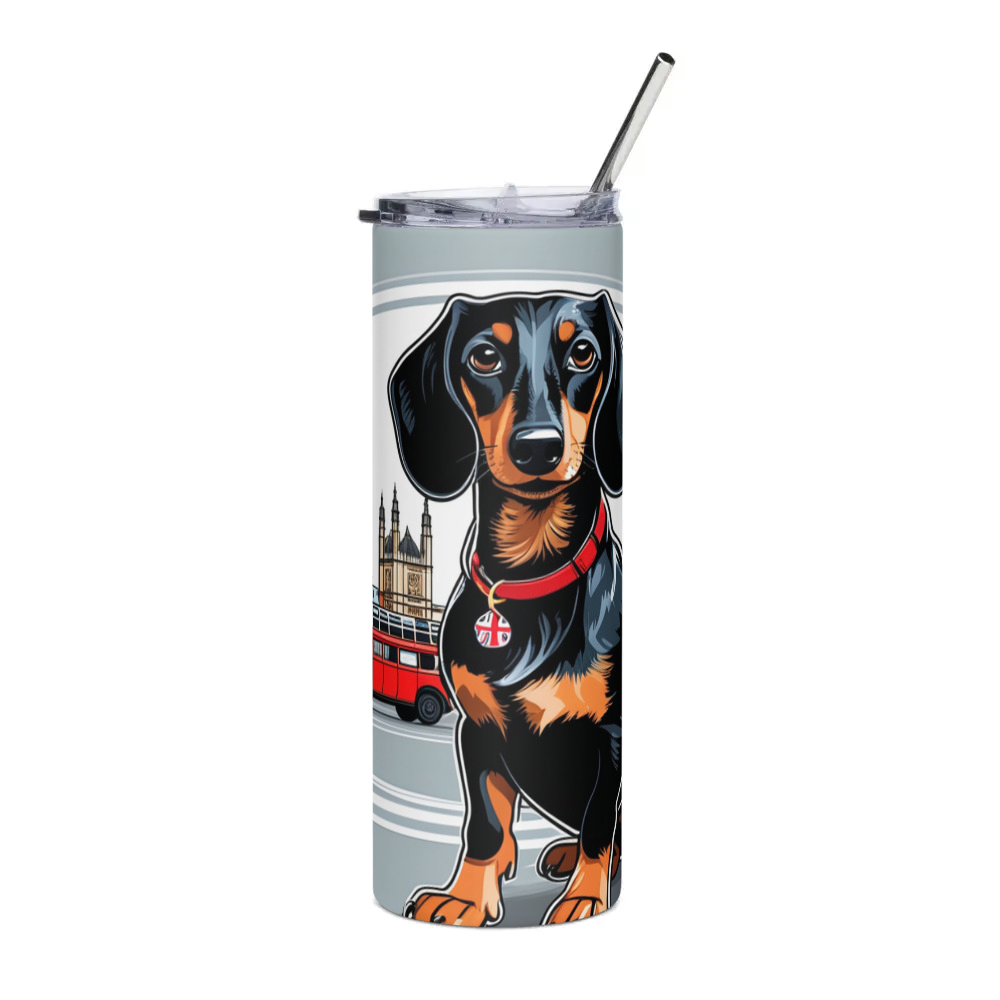 PugMug Custom Black Dachshund Stainless Steel Tumbler
