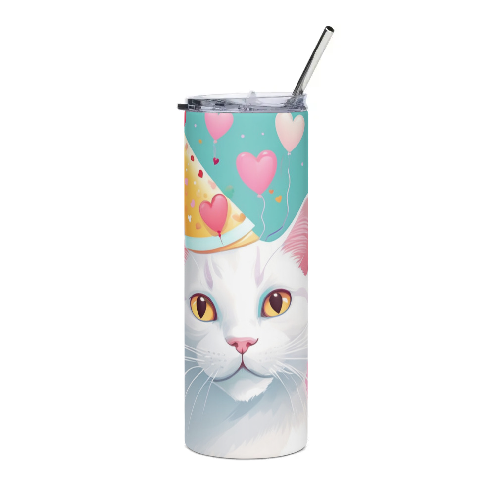 PugMug Custom White Companion Cat Stainless Steel Tumbler