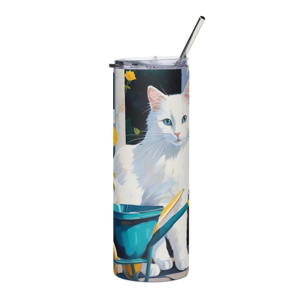PugMug Custom White Companion Cat Stainless Steel Tumbler