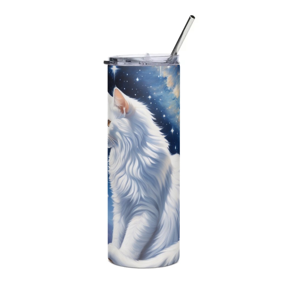 PugMug Custom White Companion Cat Stainless Steel Tumbler