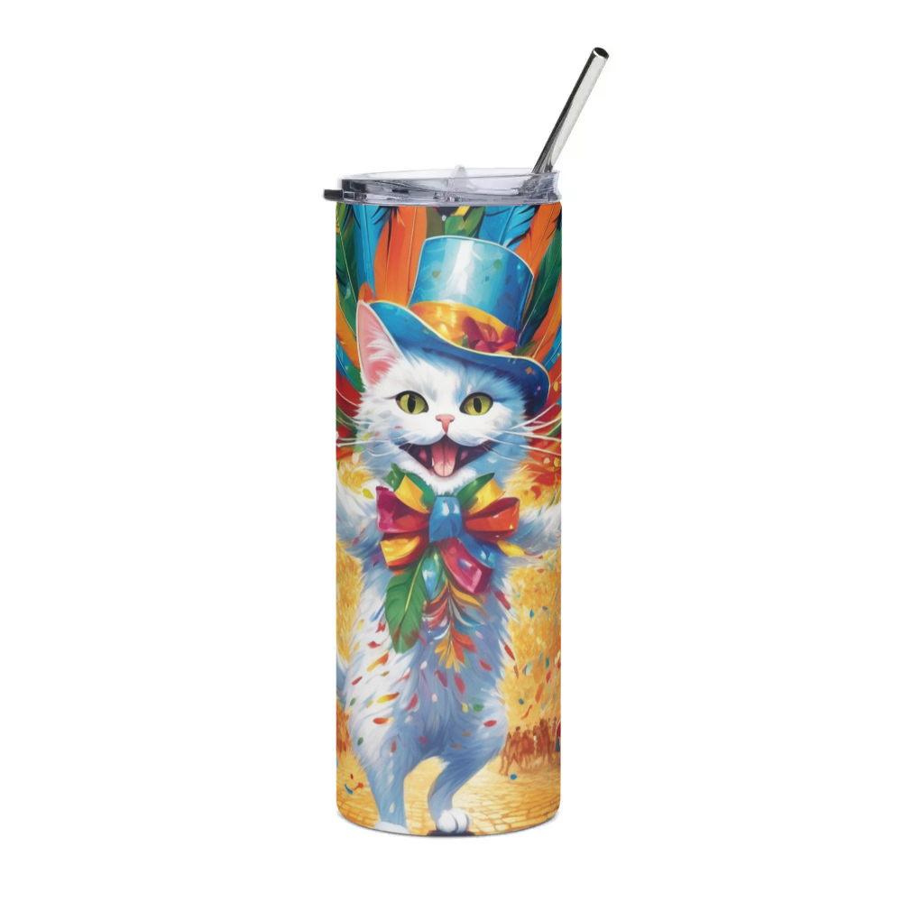 PugMug Custom White Companion Cat Stainless Steel Tumbler