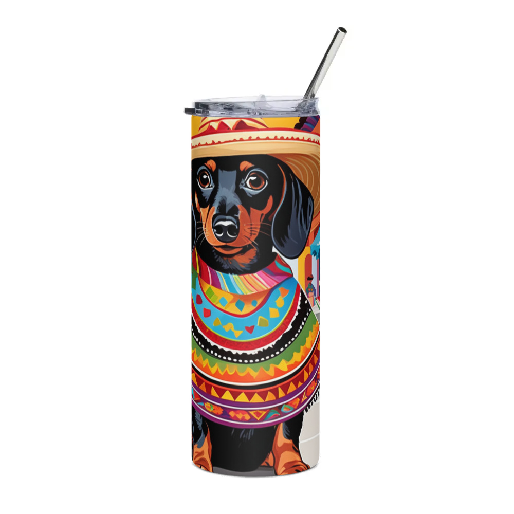 PugMug Custom Black Dachshund Stainless Steel Tumbler