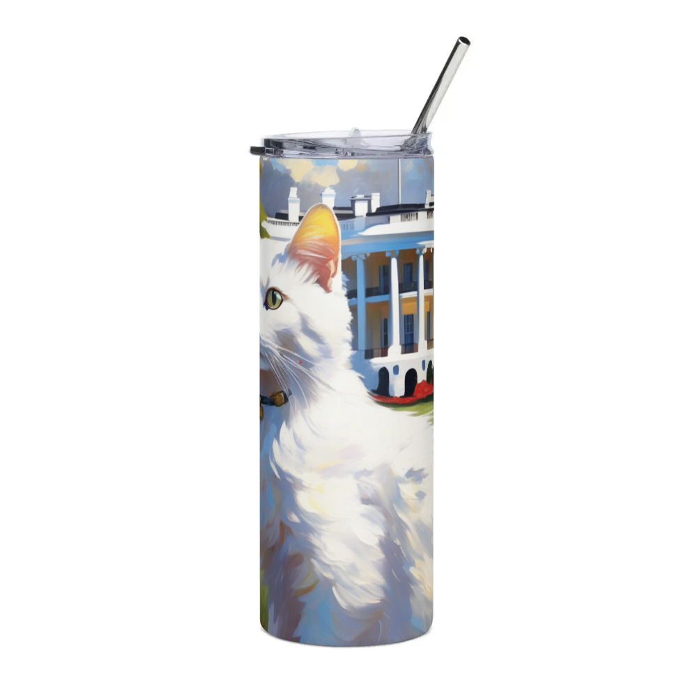 PugMug Custom White Companion Cat Stainless Steel Tumbler