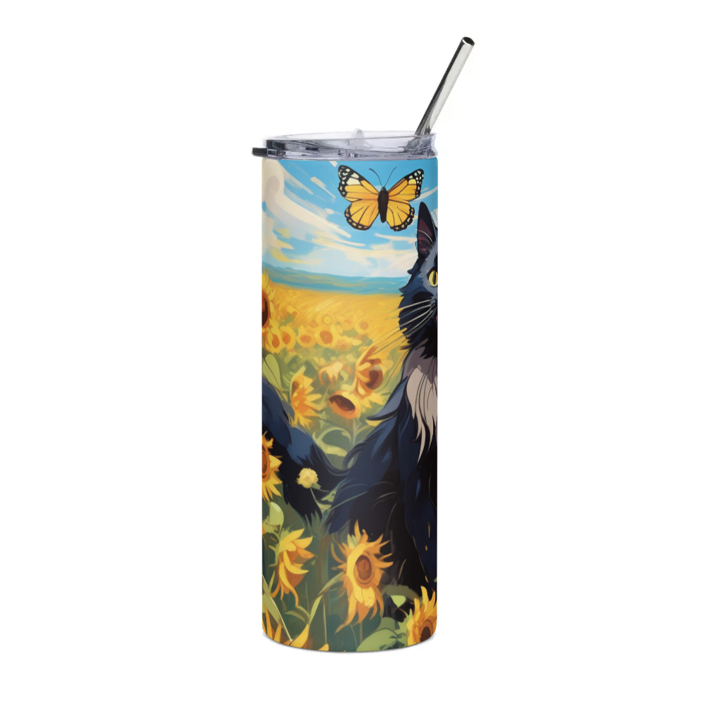 PugMug Custom Black Ragdoll Cat Stainless Steel Tumbler