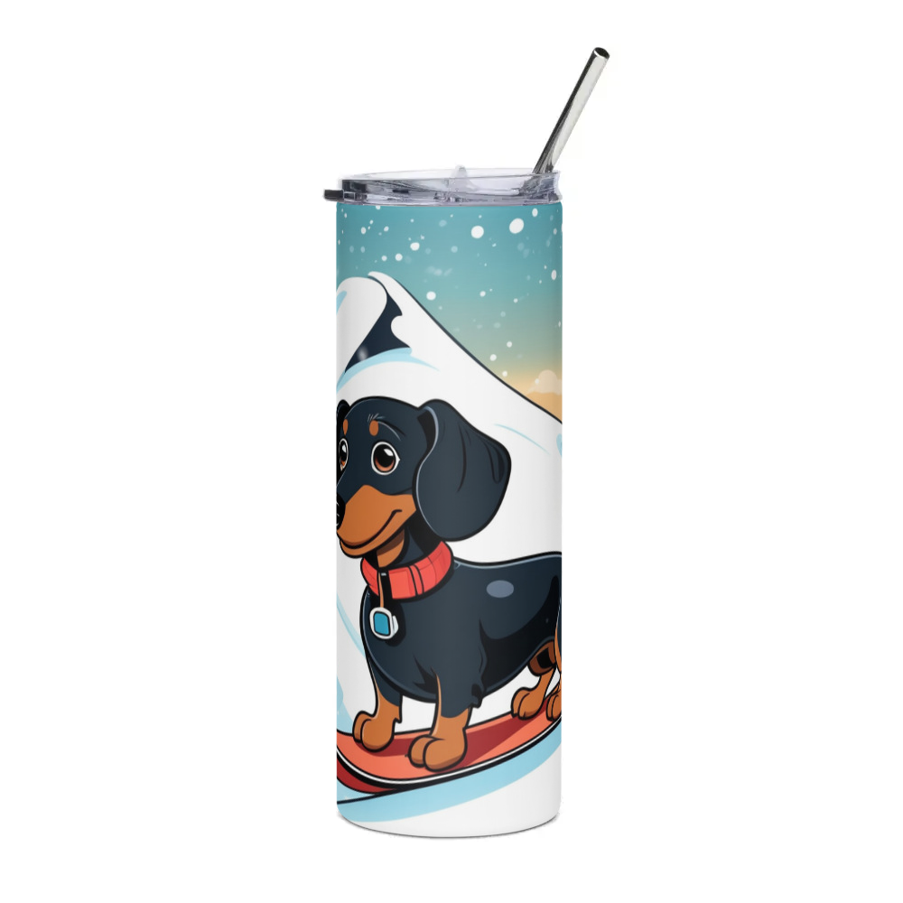 PugMug Custom Black Dachshund Stainless Steel Tumbler