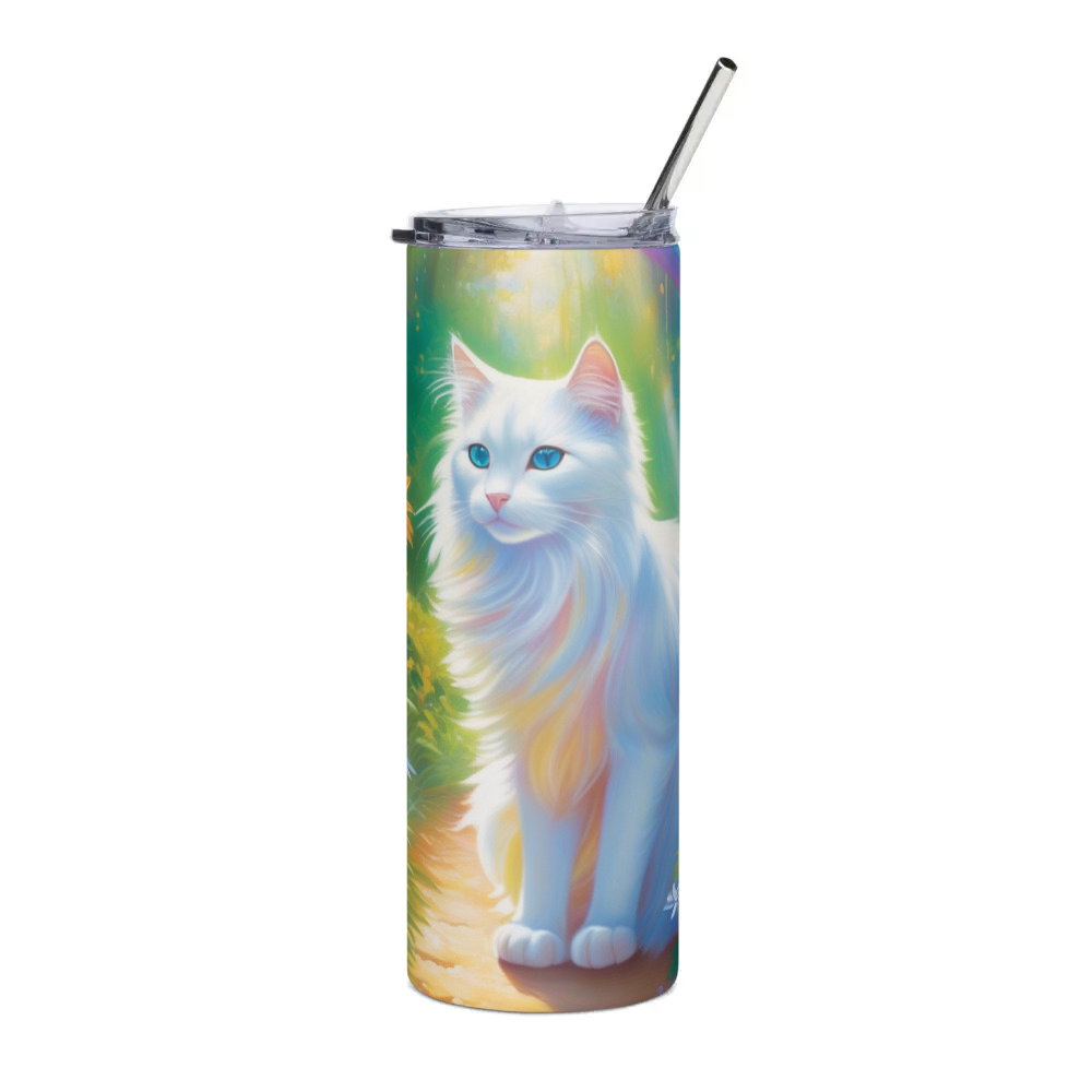 PugMug Custom White Companion Cat Stainless Steel Tumbler