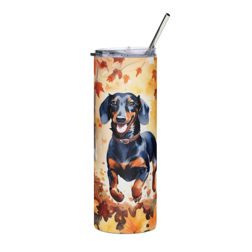 PugMug Custom Black Dachshund Stainless Steel Tumbler