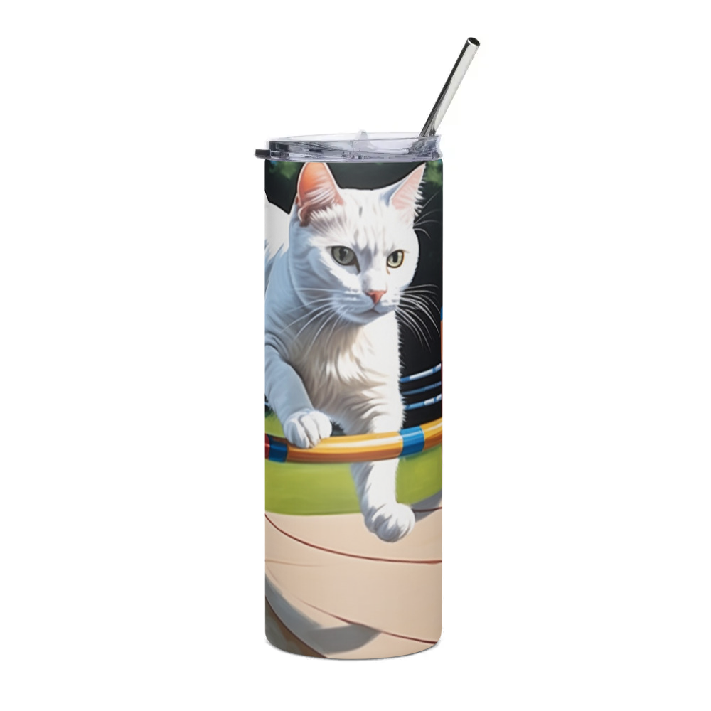 PugMug Custom White Companion Cat Stainless Steel Tumbler