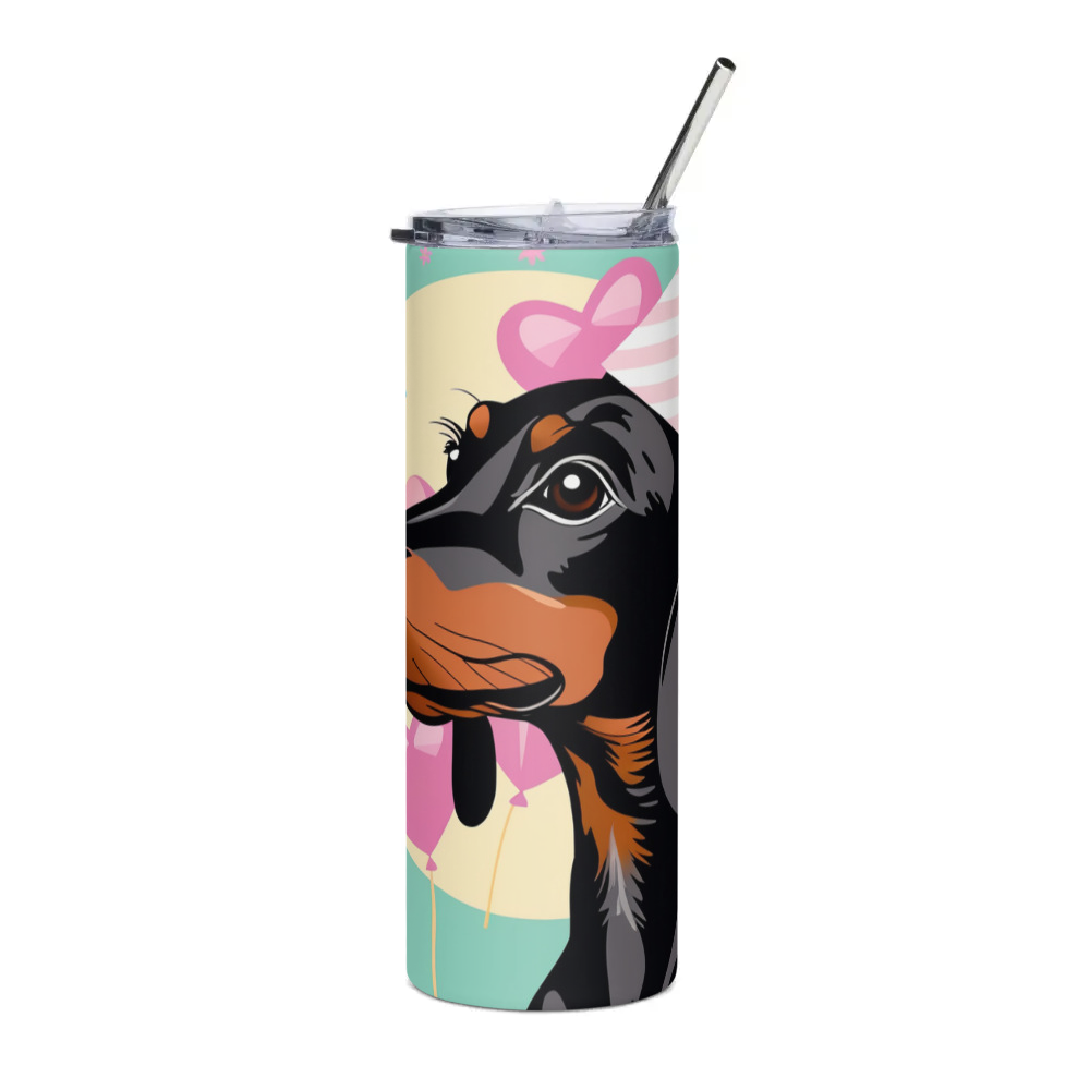 PugMug Custom Black Dachshund Stainless Steel Tumbler