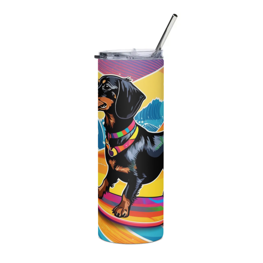 PugMug Custom Black Dachshund Stainless Steel Tumbler