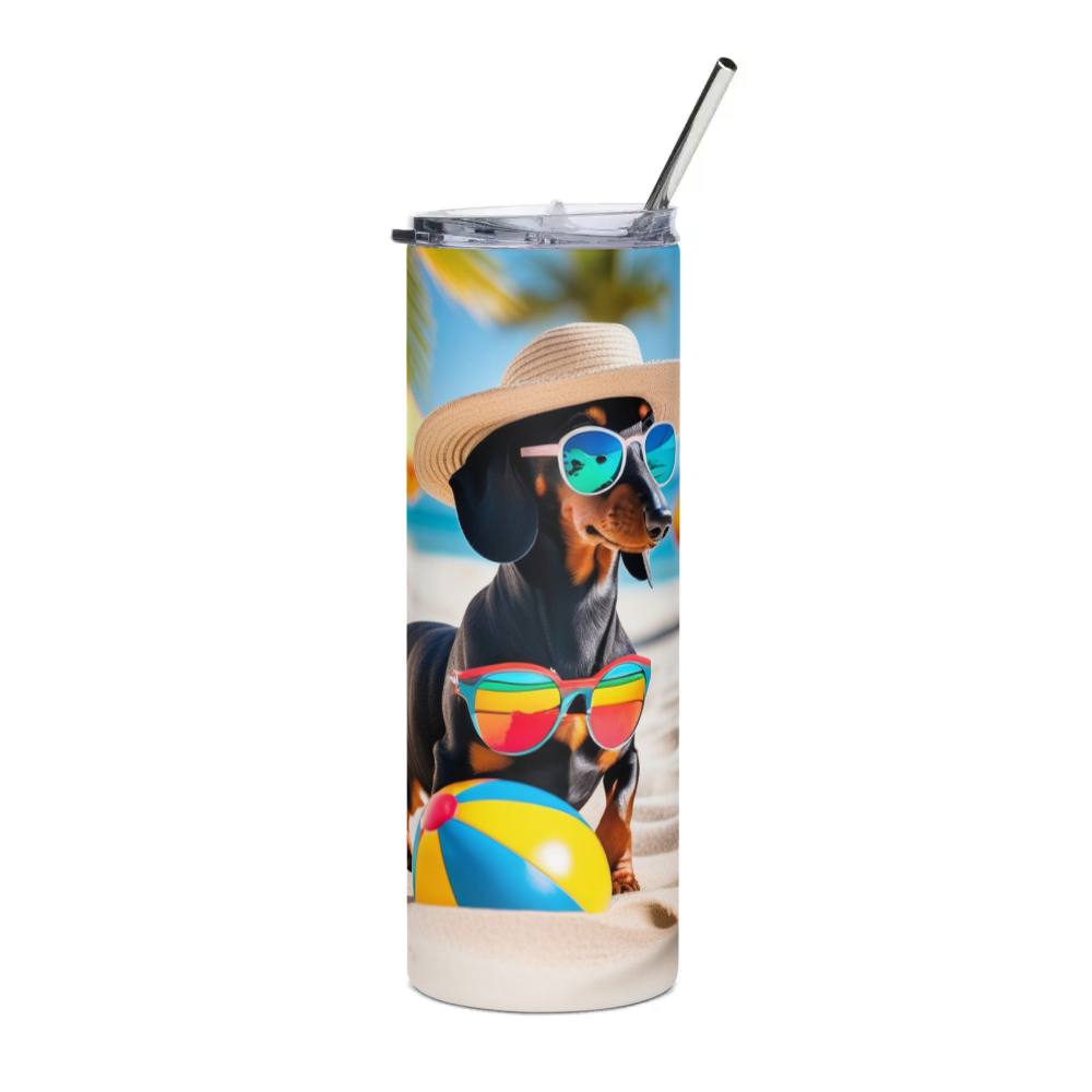 PugMug Custom Black Dachshund Stainless Steel Tumbler