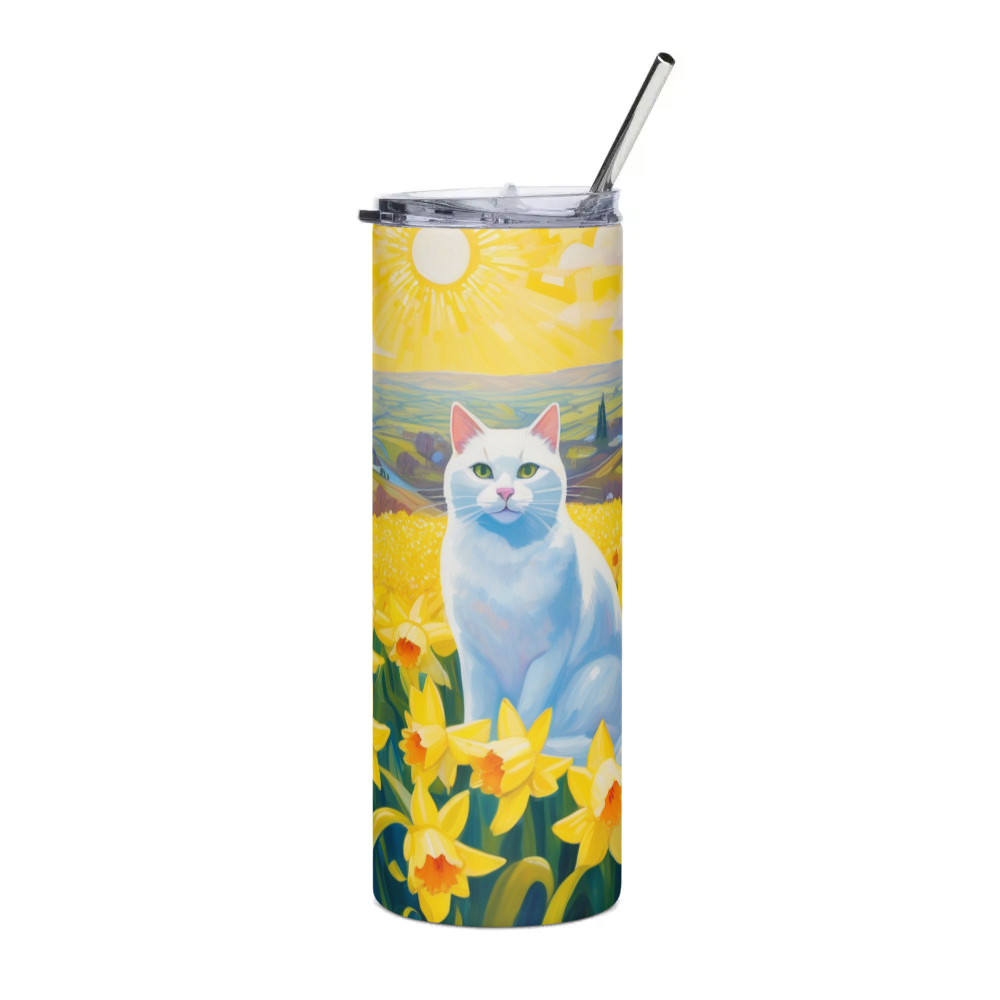 PugMug Custom White Companion Cat Stainless Steel Tumbler