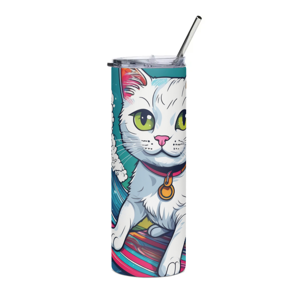 PugMug Custom White Companion Cat Stainless Steel Tumbler