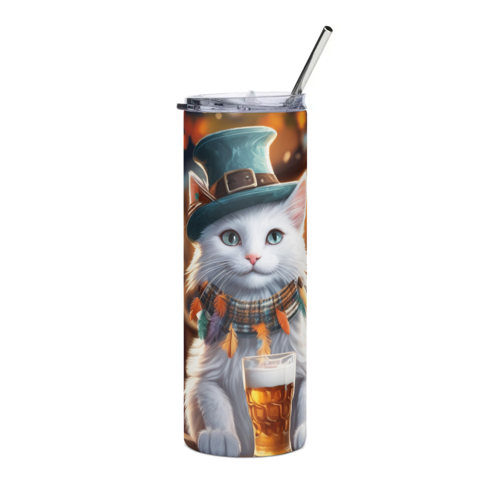 PugMug Custom White Companion Cat Stainless Steel Tumbler