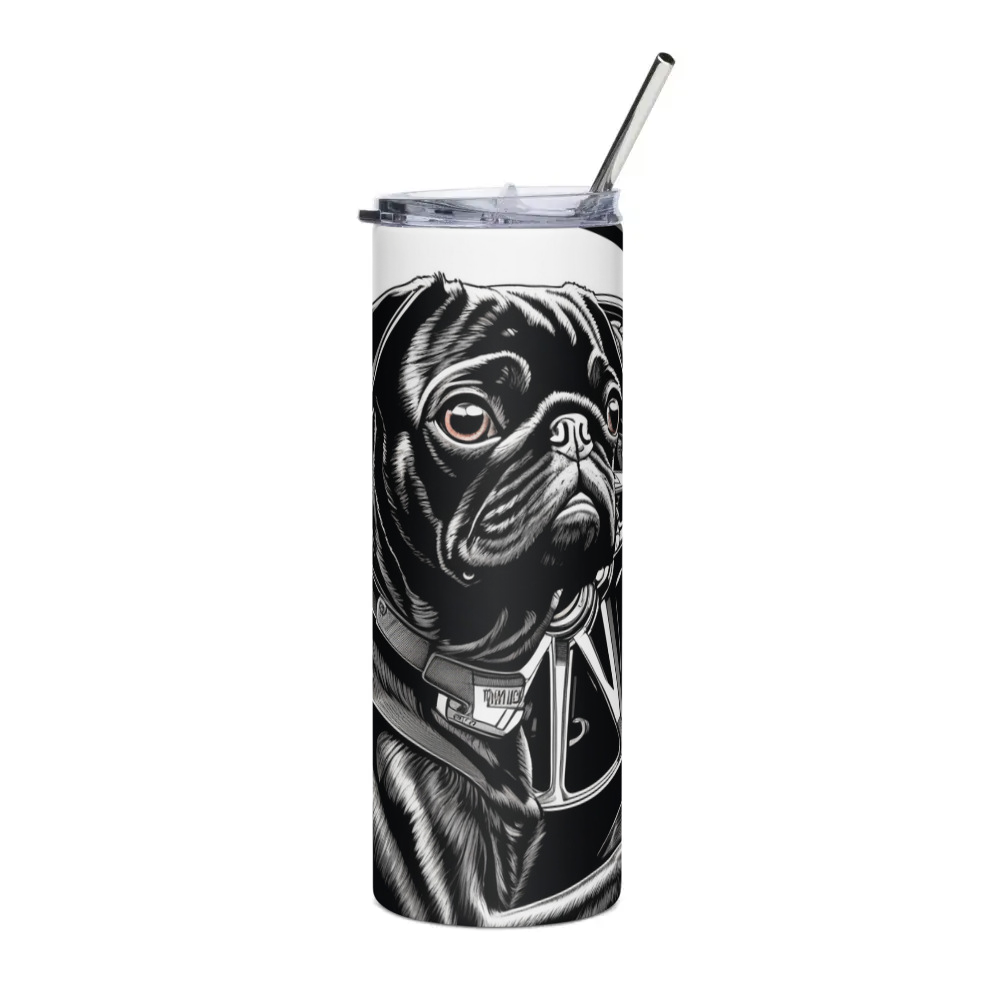 PugMug Custom Black Pug Stainless Steel Tumbler