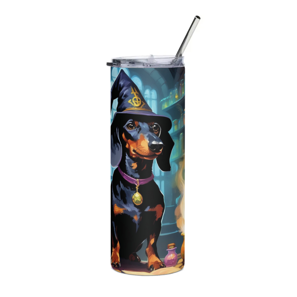 PugMug Custom Black Dachshund Stainless Steel Tumbler