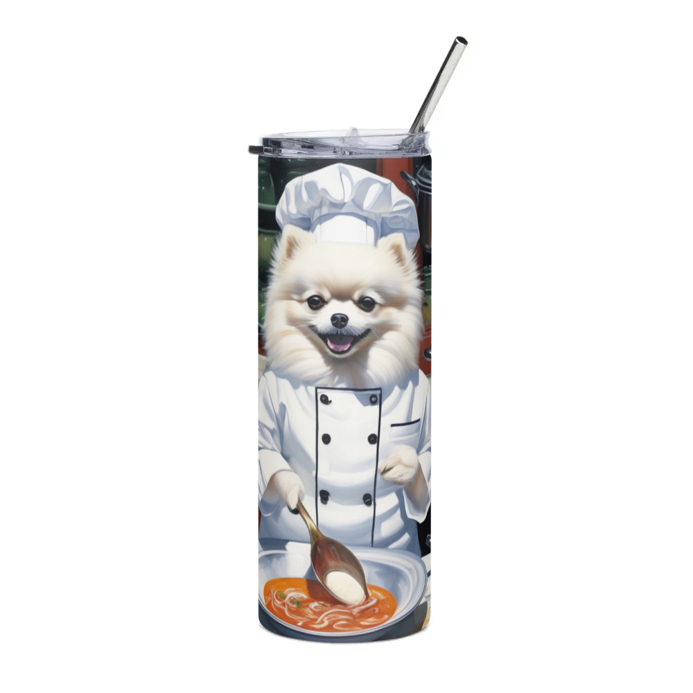 PugMug Custom White Pomeranian Stainless Steel Tumbler