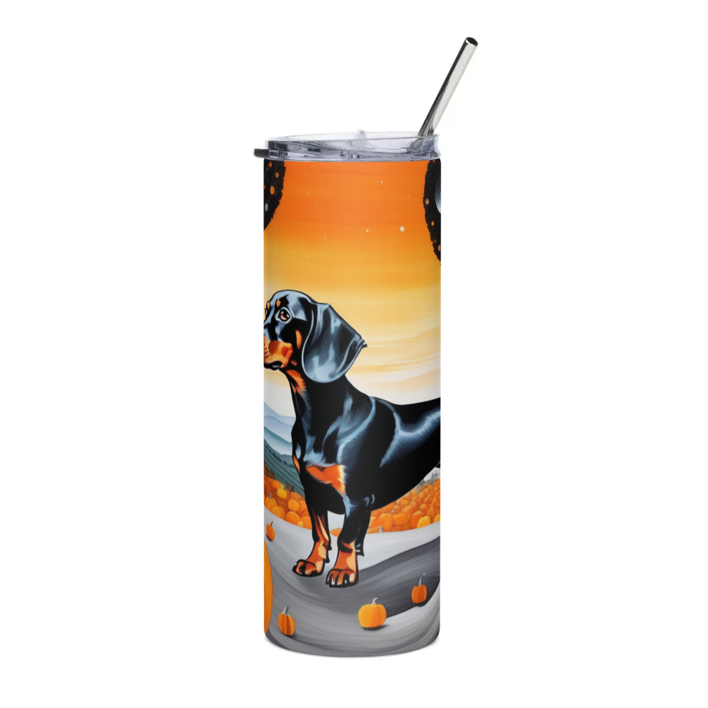 PugMug Custom Black Dachshund Stainless Steel Tumbler
