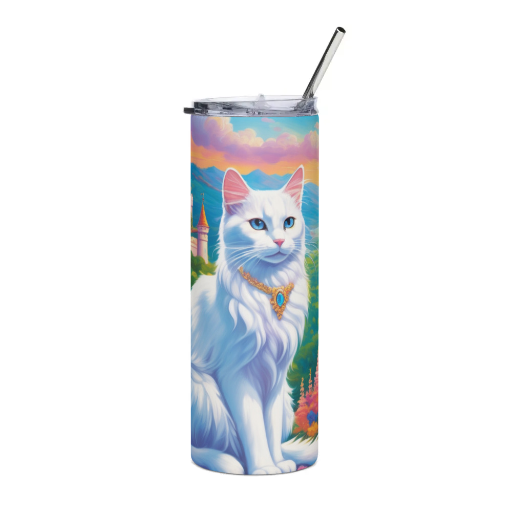 PugMug Custom White Companion Cat Stainless Steel Tumbler