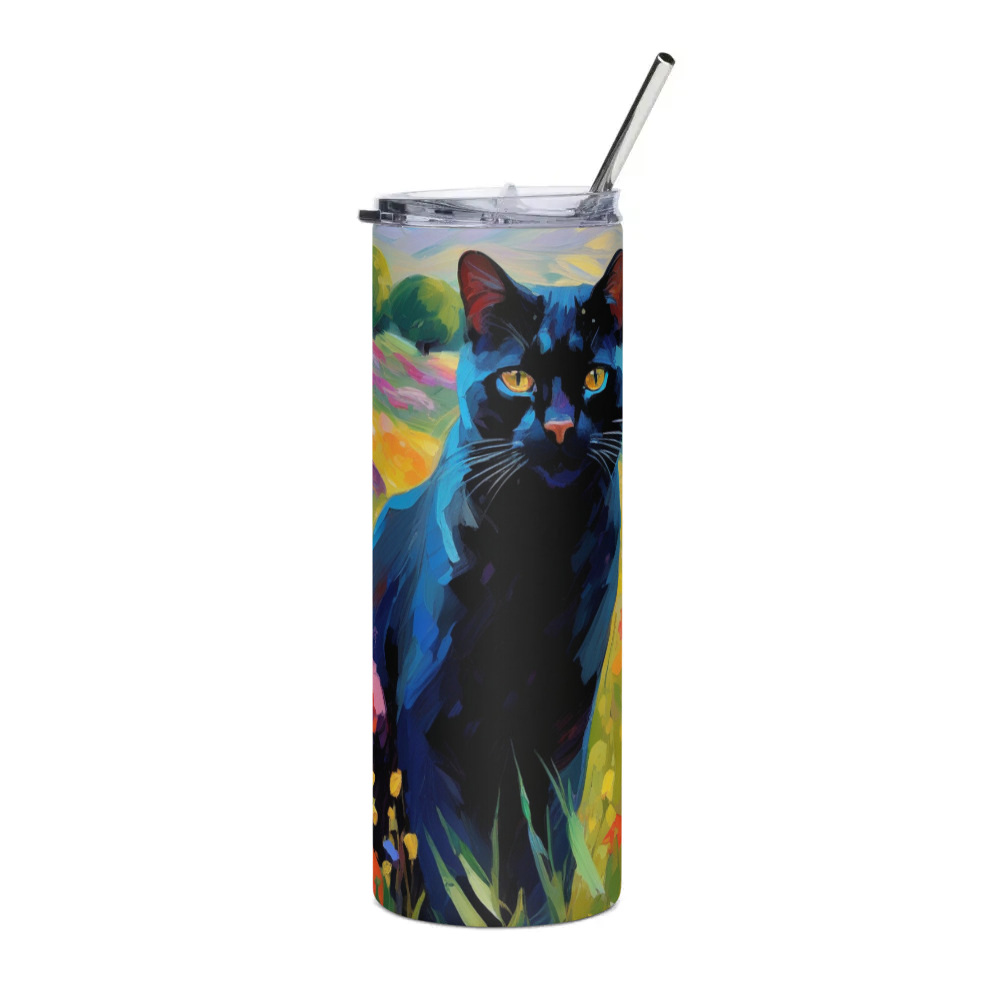 PugMug Custom Black Exotic Cat Stainless Steel Tumbler