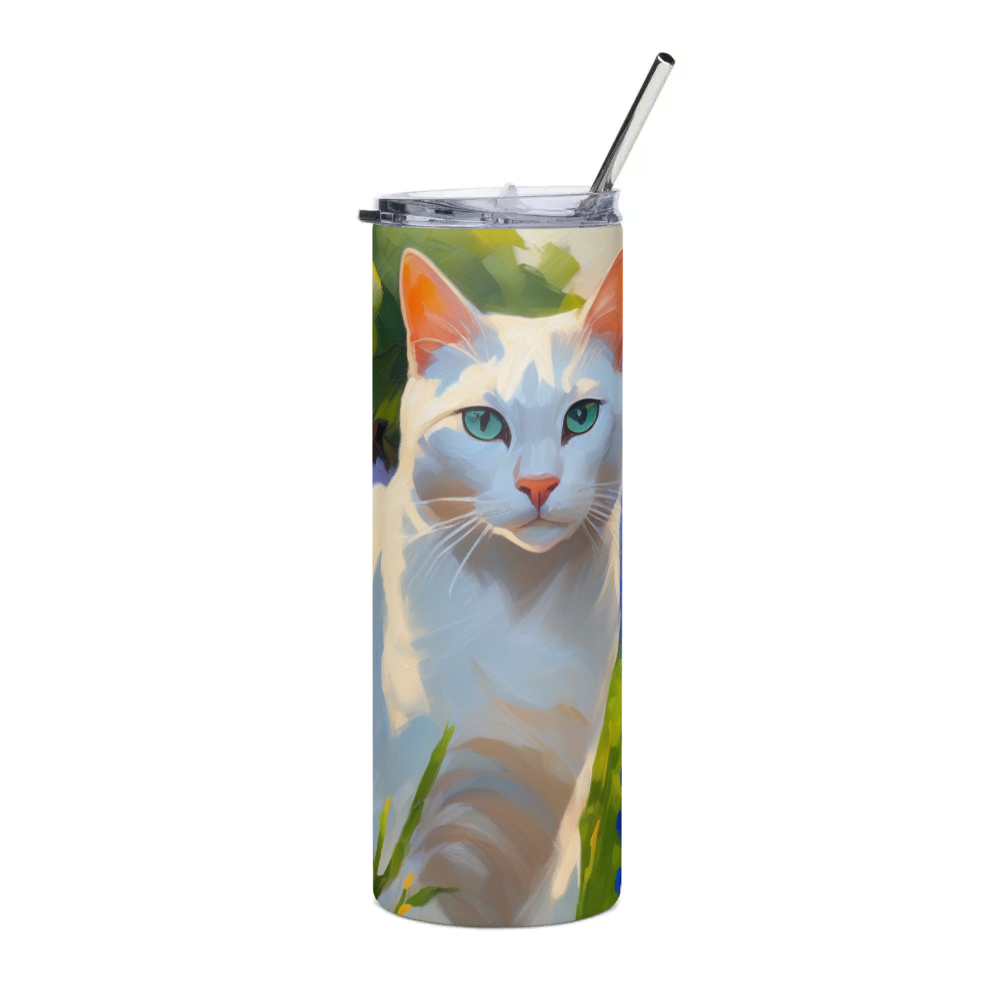 PugMug Custom White Companion Cat Stainless Steel Tumbler