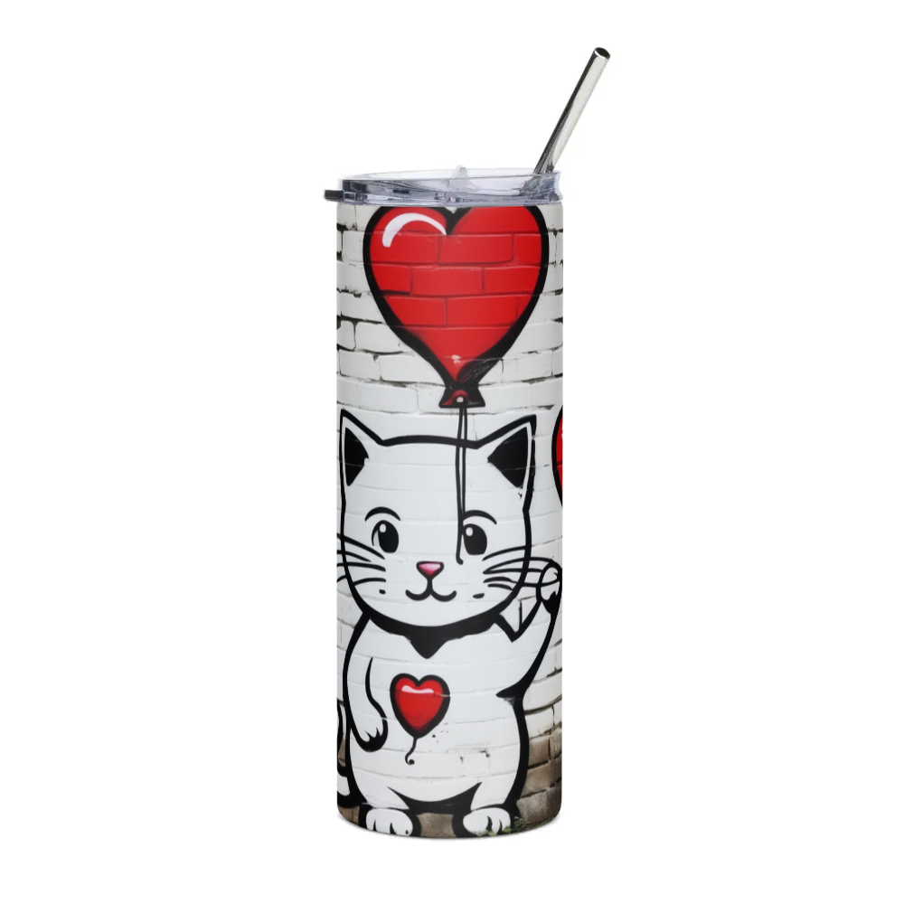 PugMug Custom White Companion Cat Stainless Steel Tumbler