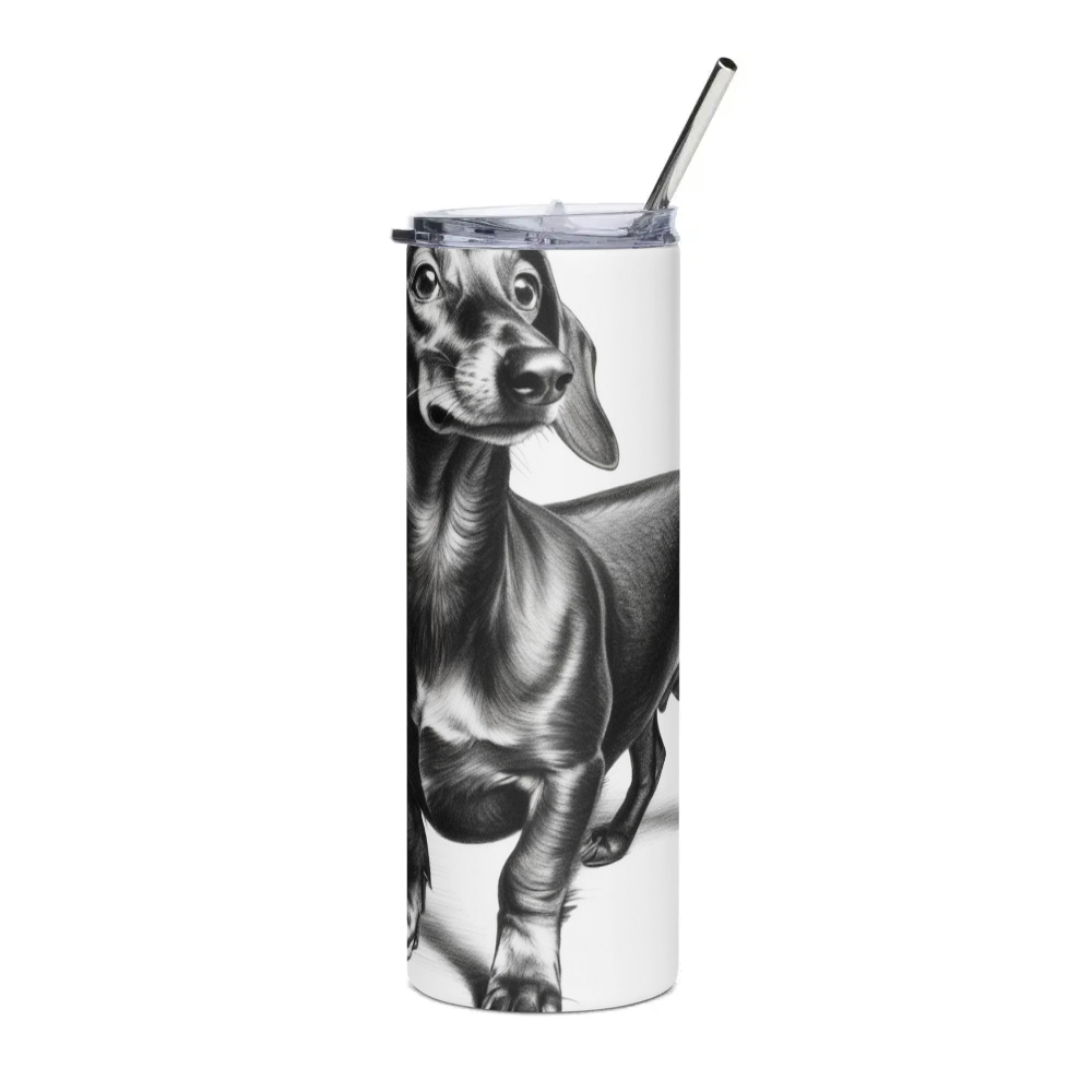 PugMug Custom Black Dachshund Stainless Steel Tumbler
