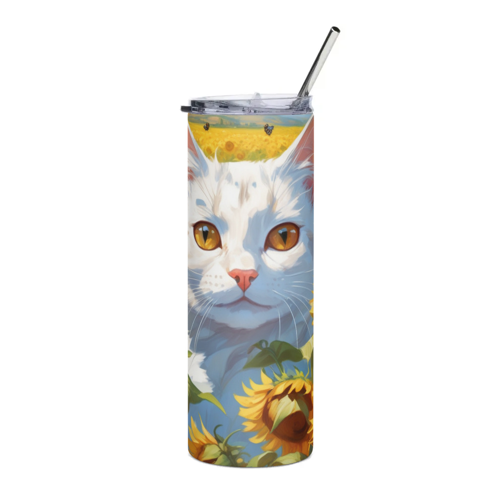 PugMug Custom White Companion Cat Stainless Steel Tumbler