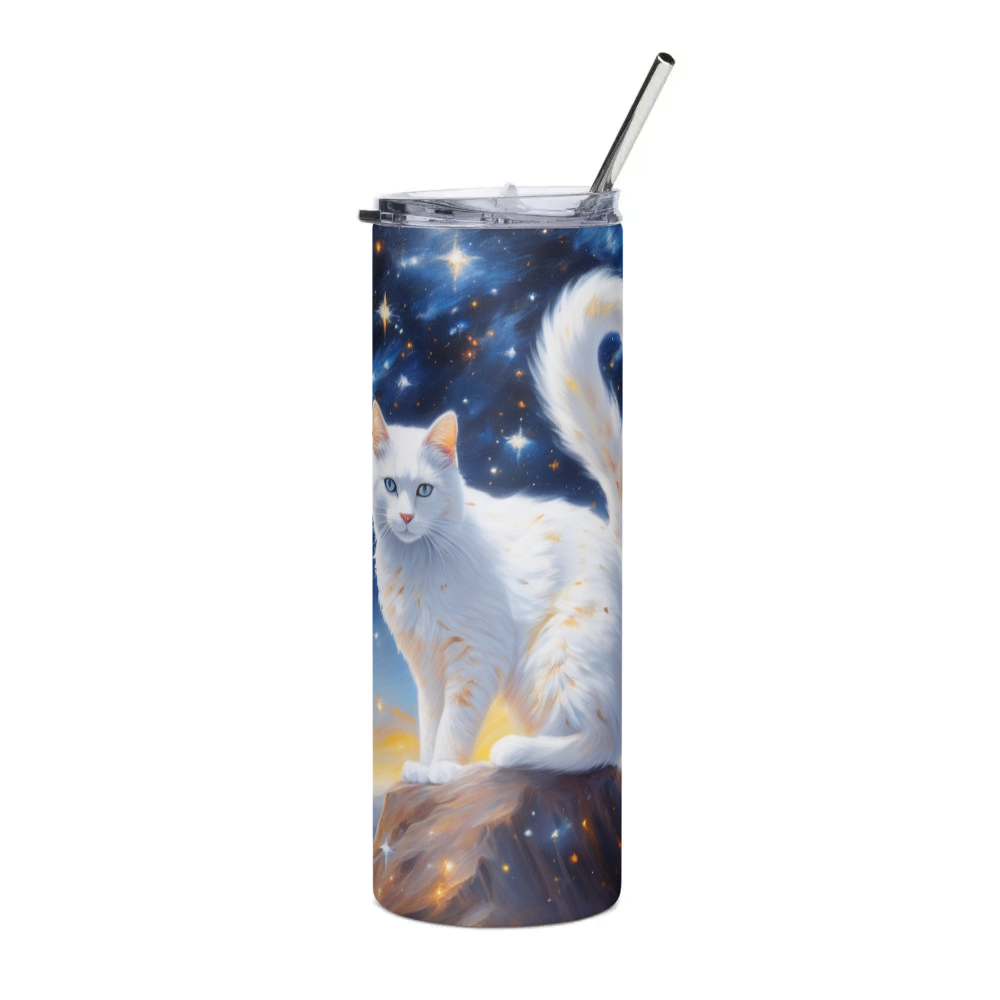 PugMug Custom White Companion Cat Stainless Steel Tumbler