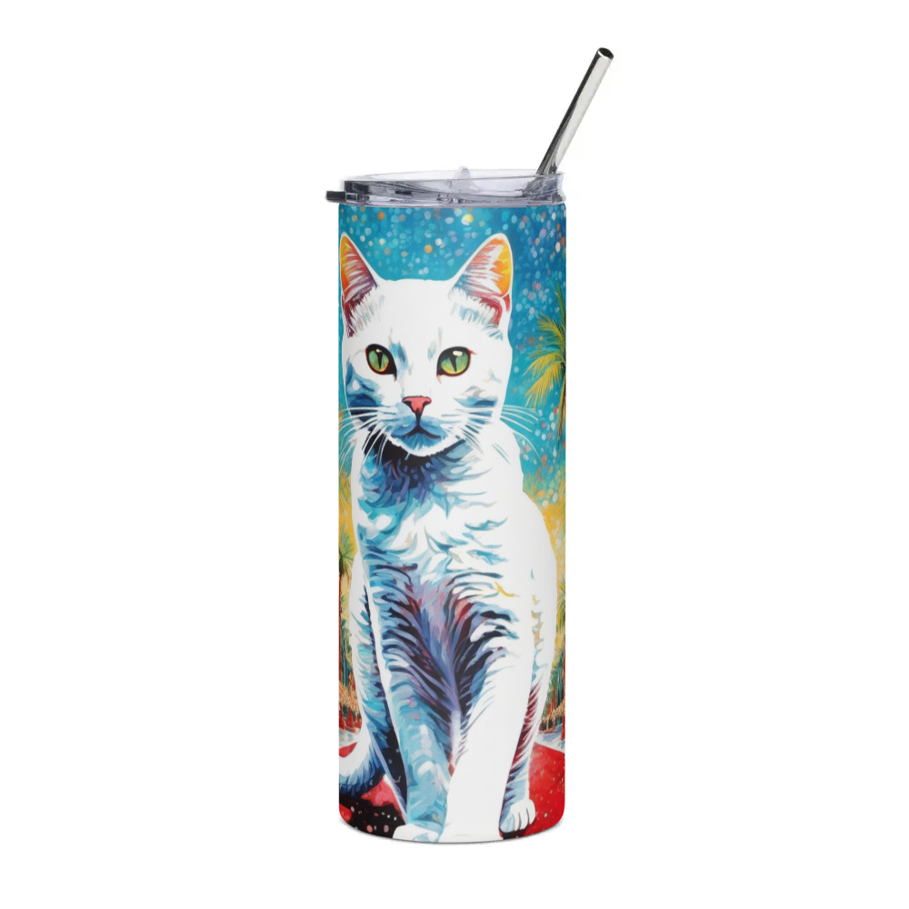 PugMug Custom White Companion Cat Stainless Steel Tumbler