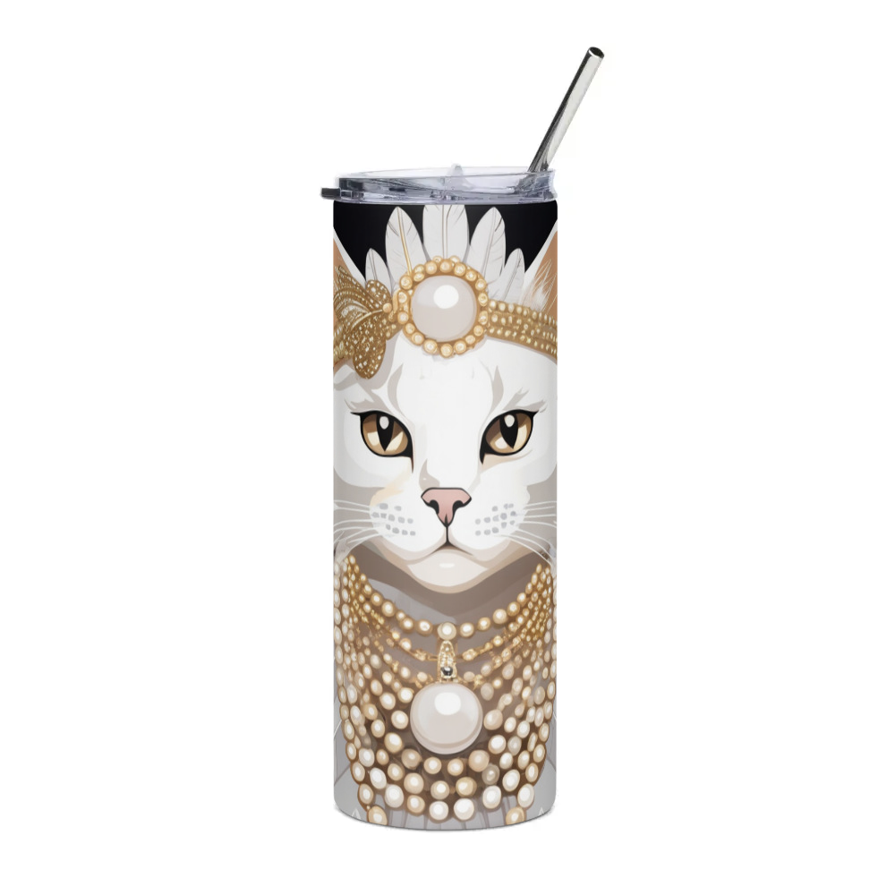 PugMug Custom White Companion Cat Stainless Steel Tumbler