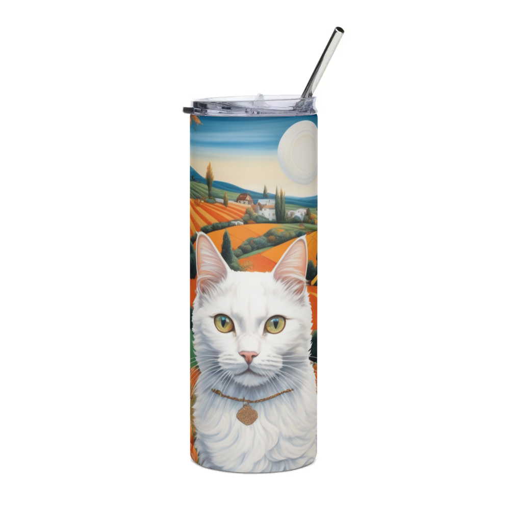 PugMug Custom White Companion Cat Stainless Steel Tumbler