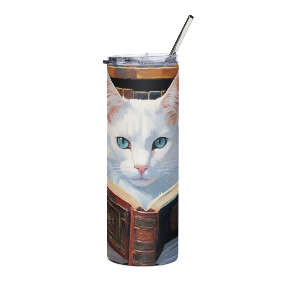 PugMug Custom White Companion Cat Stainless Steel Tumbler