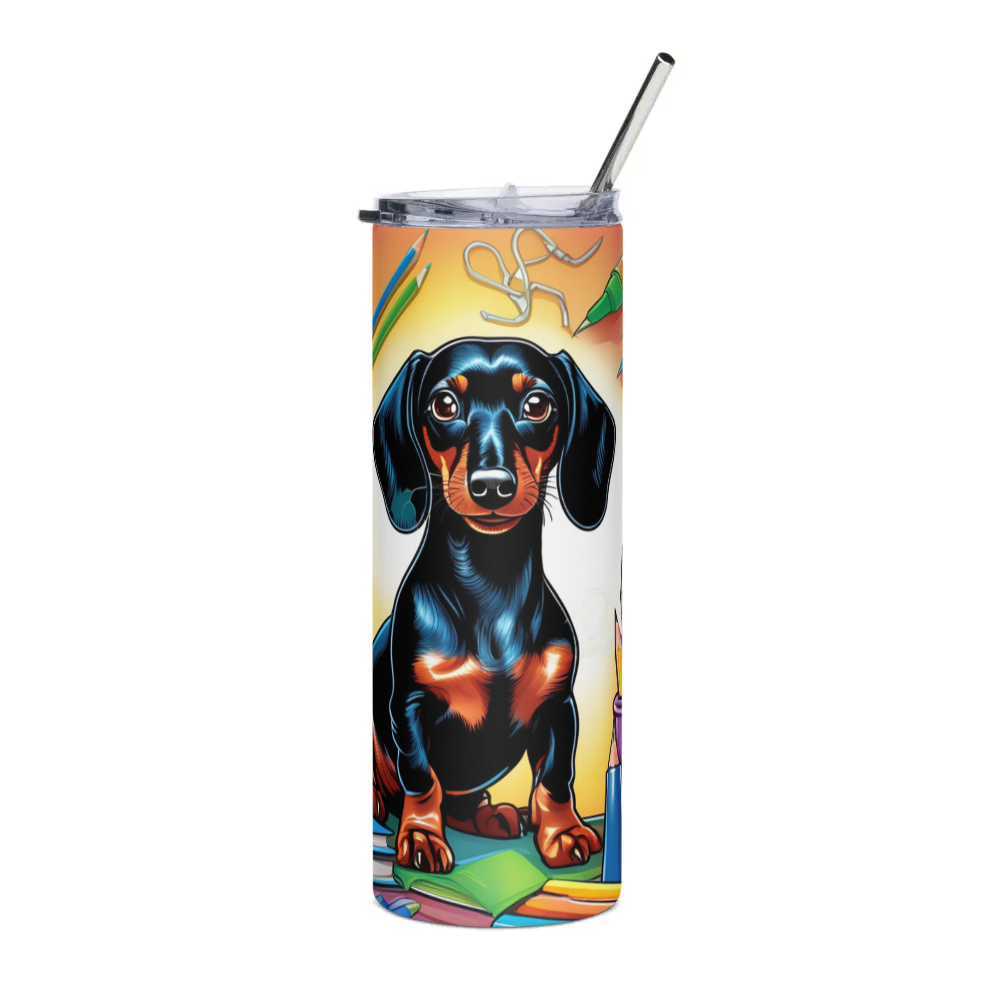 PugMug Custom Black Dachshund Stainless Steel Tumbler
