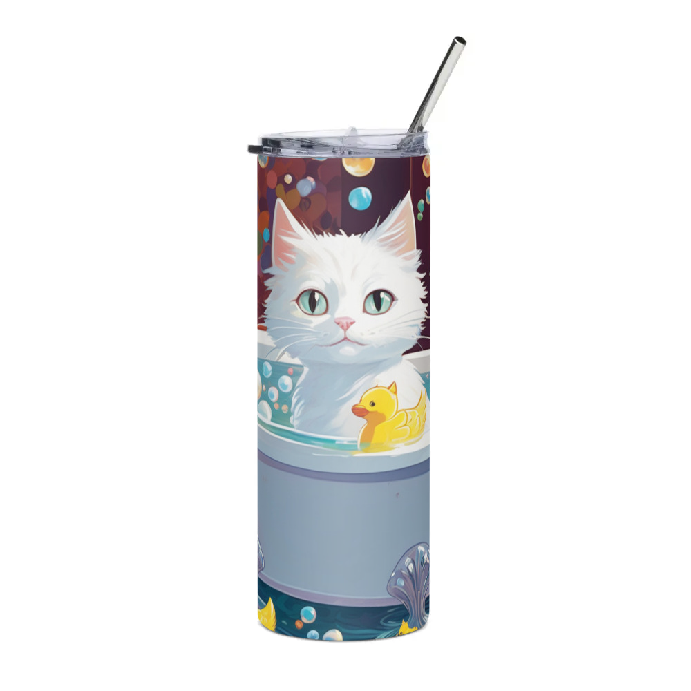 PugMug Custom White Companion Cat Stainless Steel Tumbler