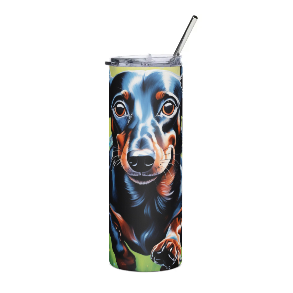 PugMug Custom Black Dachshund Stainless Steel Tumbler