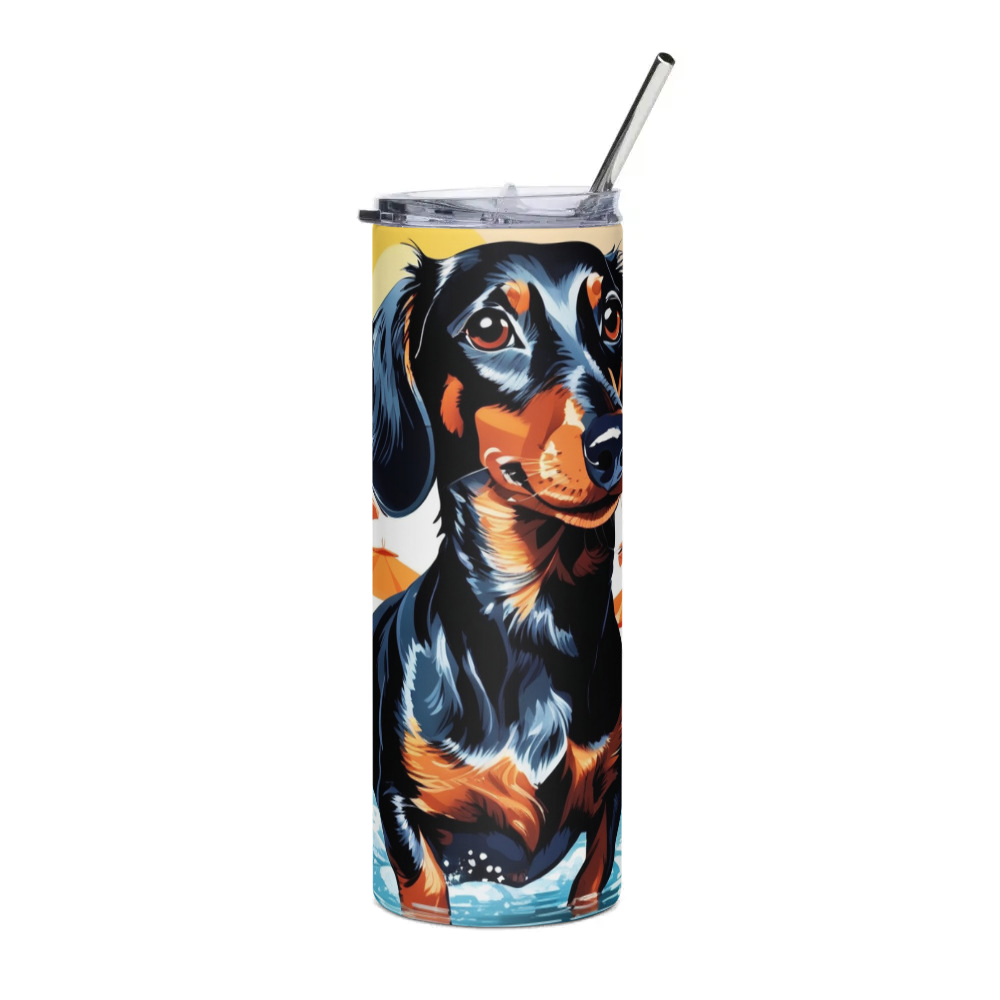PugMug Custom Black Dachshund Stainless Steel Tumbler