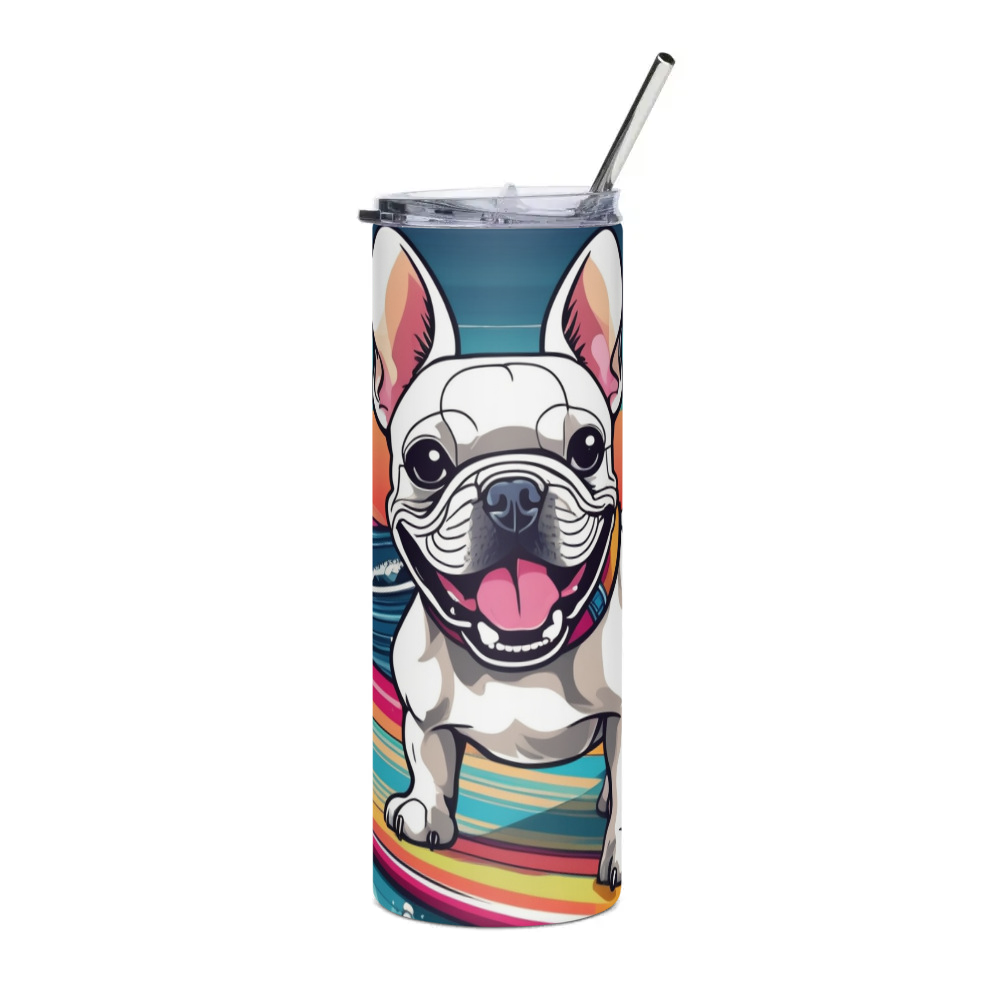 PugMug Custom White French Bulldog Stainless Steel Tumbler