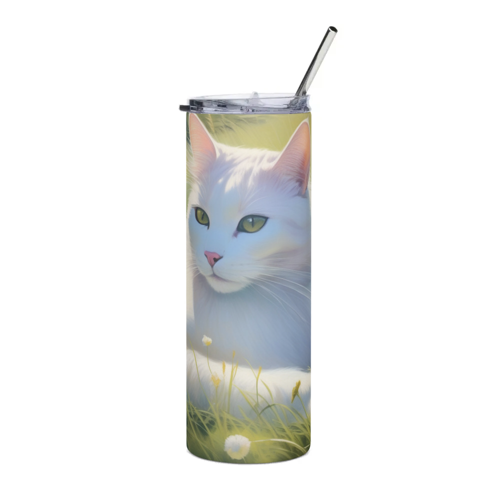 PugMug Custom White Companion Cat Stainless Steel Tumbler